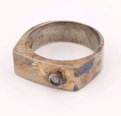 Vintage Chateau d'Argent Ring Sterling Silver Small Rhinestone Modern Size 10.75