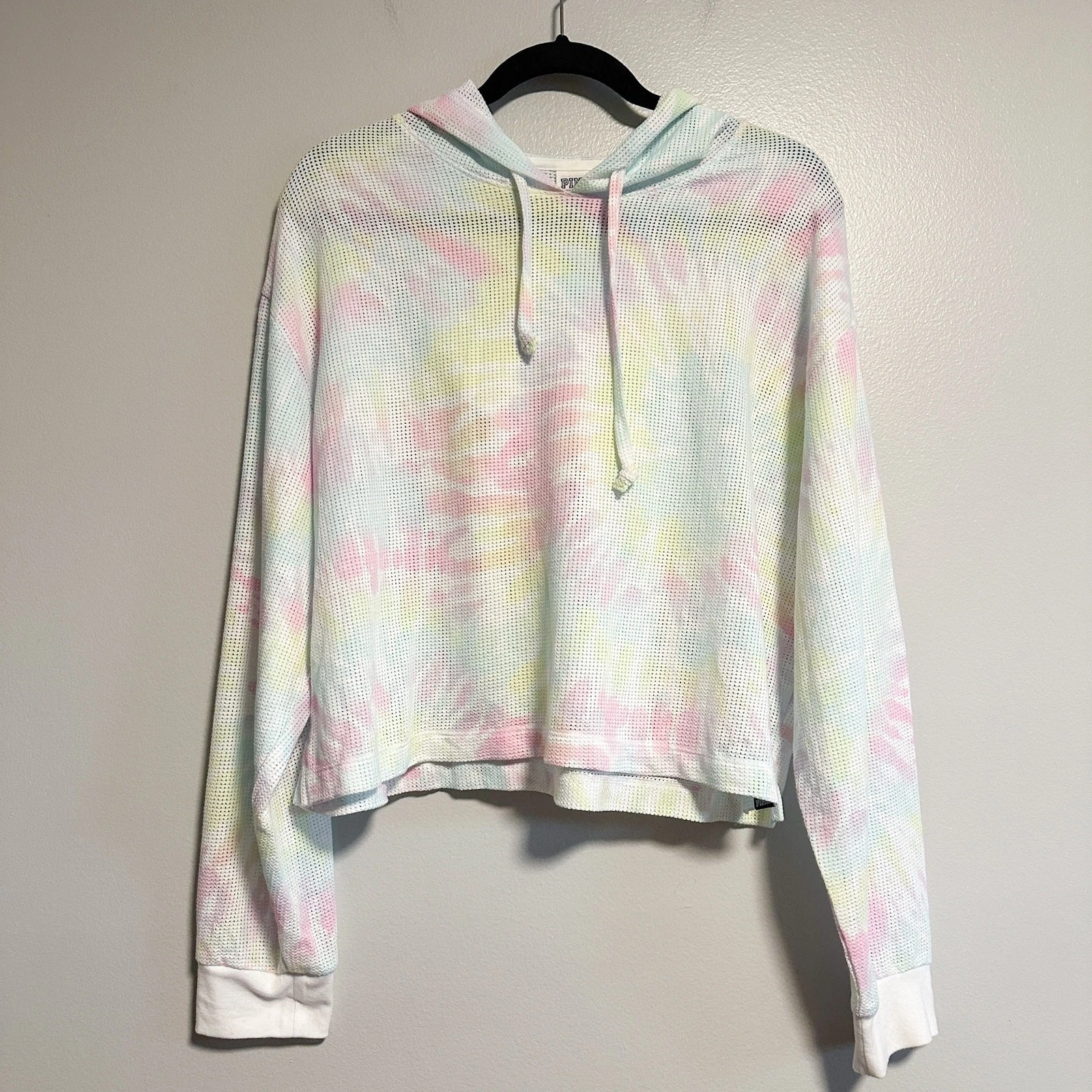 UNDERCOVER Felpa con cappuccio ROSA Victoria's Secret Jetty maglia tie dye pullover taglia L pastello arcobaleno