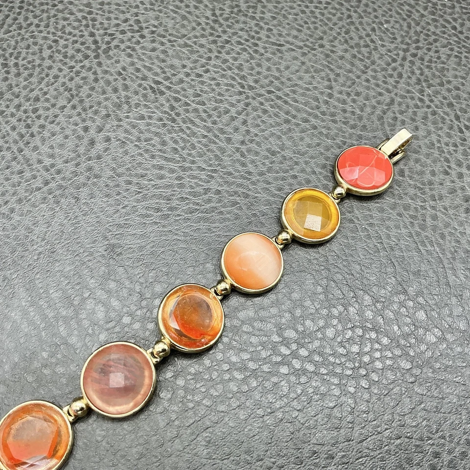 Браслет Liz Claiborne граненые камни золотистый ободок звено женская мода 7,5 дюйма - Изображение 4 из 4