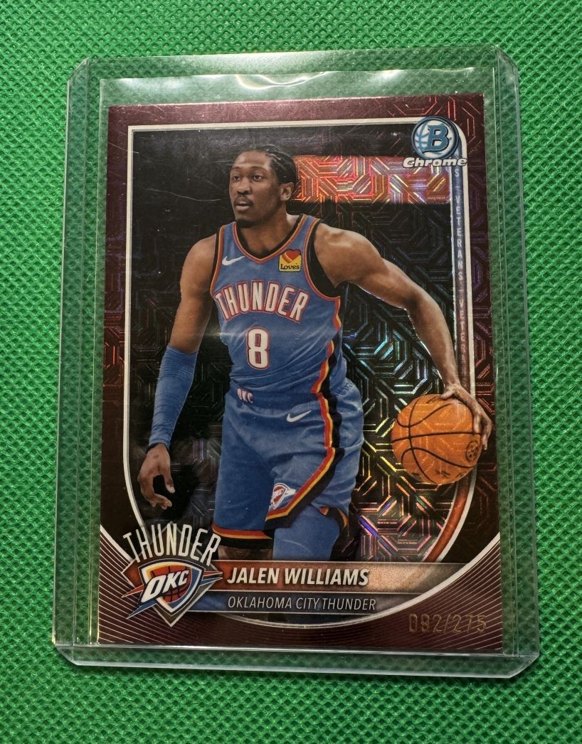 2025-26 Bowman Chrome JALEN WILLIAMS Burgundy Mojo Refractor SP # 092/275 OKC