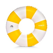 Inflatable Pool Float Tube Adult 46 Inch Vintage Orange Stripe Cup Holder Lounge