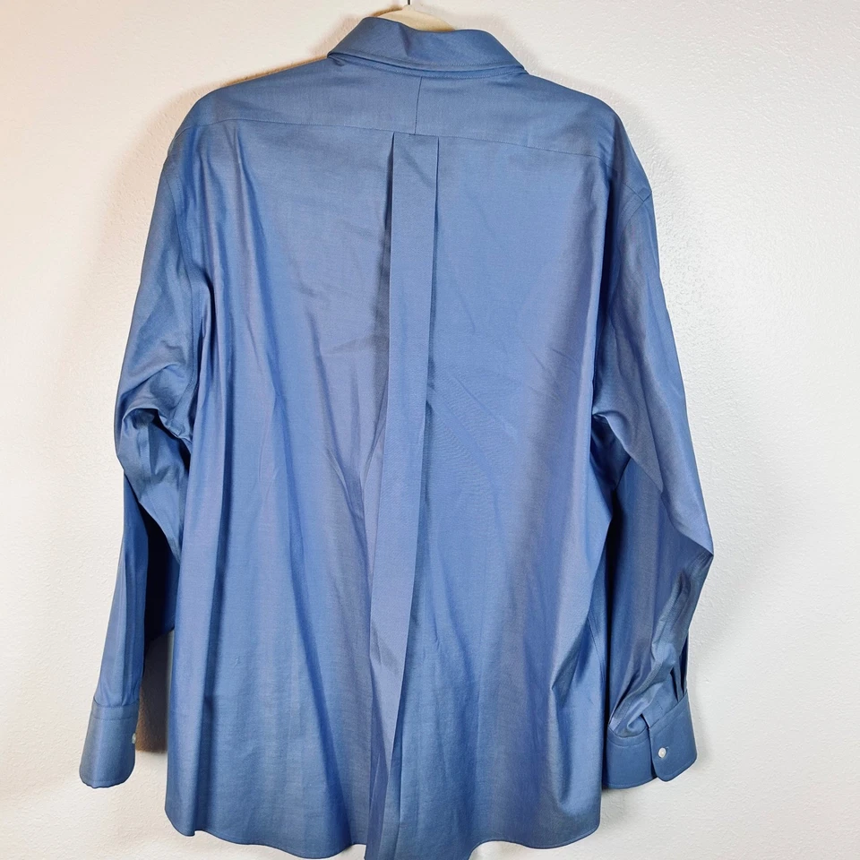 Camisa de vestir Oxford Marshall Fields azul 18 35 algodón sin hierro resistente a las manchas para hombre Foto 3 de 4