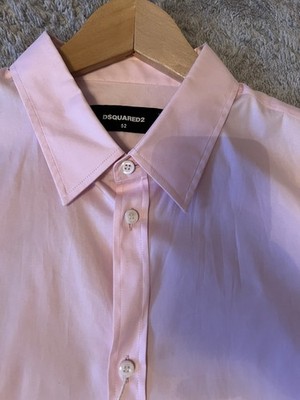 Dsquared2 Men's Bottom Down Shirt Pink Logo Size 52 Long Sleeve NWT