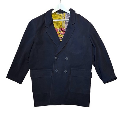 Michael Winston Wool/Cashmere Coat Mens Sz XL Navy Blue Double Breasted