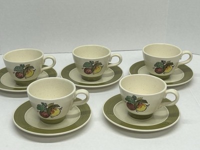 5 Metlox Poppytrail Provincial Fruit Coffee Tea Cup And Saucer Sets