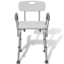 Shower Chair Aluminum White Home Bathroom Bath Seat Seating Furniture vidaXL