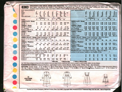 6363 Vintage McCalls SEWING Pattern Girls 1970s Highwaisted Dress