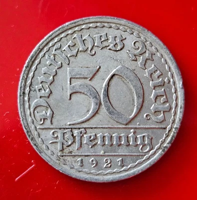 +### Weimarer Republik 50 Pfennig 1921 A ###+#Q8 - Bild 1 von 2