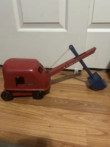Tonka  Vintage Tin No. 50 Steam Shovel Toy Vehicle Red Blue