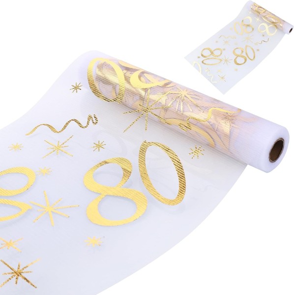 TischläUfer 80 Geburtstag GläNzend Gold 28Cm X 10M Deko FüR Party Mann Frau-image