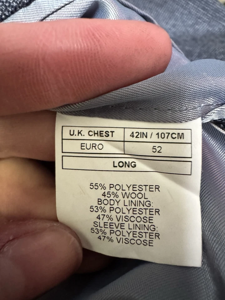 Traje de 3 piezas para hombre French Connection calce ajustado poliéster lana azul gris Foto 4 de 4