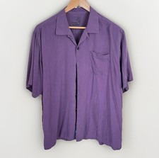 VTG TOMMY BAHAMA 100% Silk Plum Purple XL Resort Aloha Shirt Camp Collar Y2K
