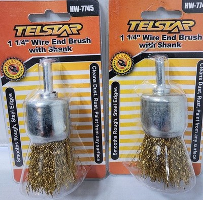 2 Pack 1-1/4'' Wire End Brush with Shank   Rust & Paint Remover