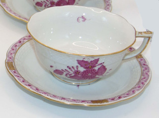 Herend Chinese Bouquet Raspberry Cup and Saucer