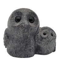 A WOLF ORIGINAL Canada Owl Family Stone Sculpture Figurine