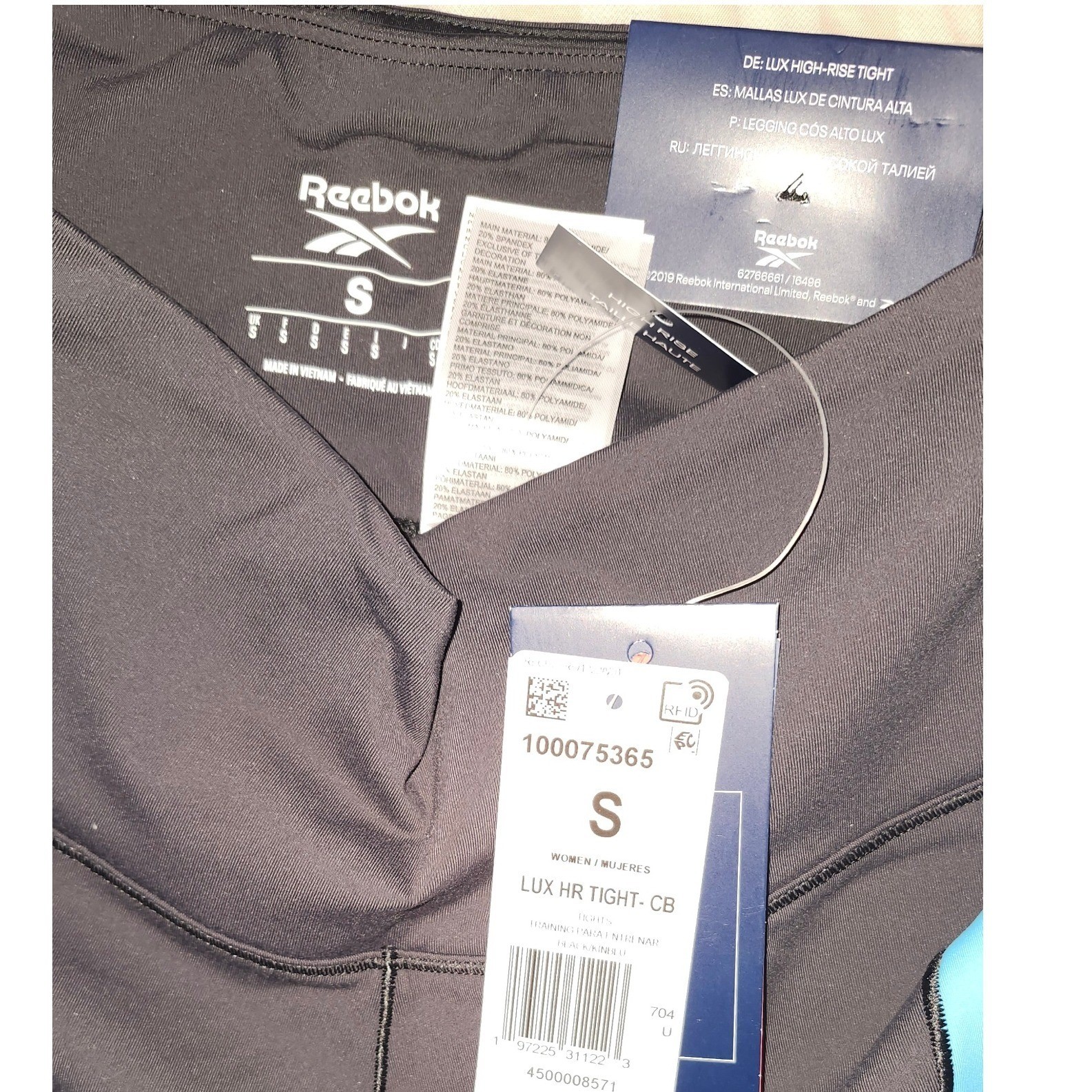 Reebok Lux High Rise Tight Colorblock Leggings Black Blue Womens S NWT thumbnail 3