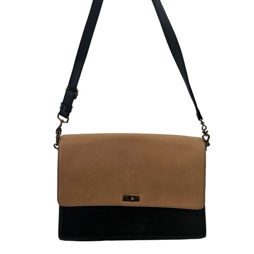 J.Crew Brown Black Colorblock Edie Grand Bag Camel Shoulder Bag Minimalist - Picture 1 of 11