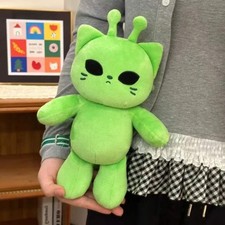Cute Alien Cat Meme Plush Stuffed Animal Green Kitten Plushie 22cm