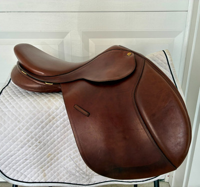 Bates Caprilli 17'' Jump Saddle Brown Leather CAIR Easy Change Gullet System