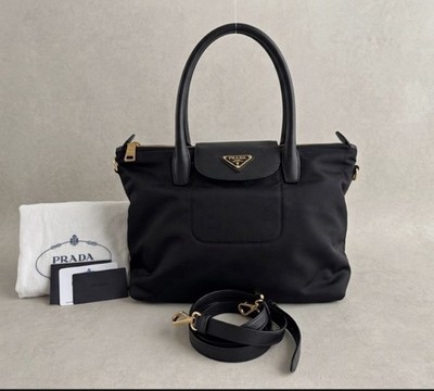 プラダバック Prada Tessuto Saffiano Nero BN2106 Top Handle Black Crossbody Tote