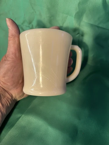 Fire King Handle Ivory Oven Ware Beige Cream Coffee Cup Mug 1940s Free Shipping
