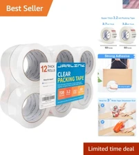 Durable 3.2mil Clear Packaging Tape - 12 Rolls, BOPP Adhesive - Multipurpose Use