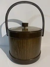 Vintage ATAPCO Ice Bucket Retro Wood Grain Pattern