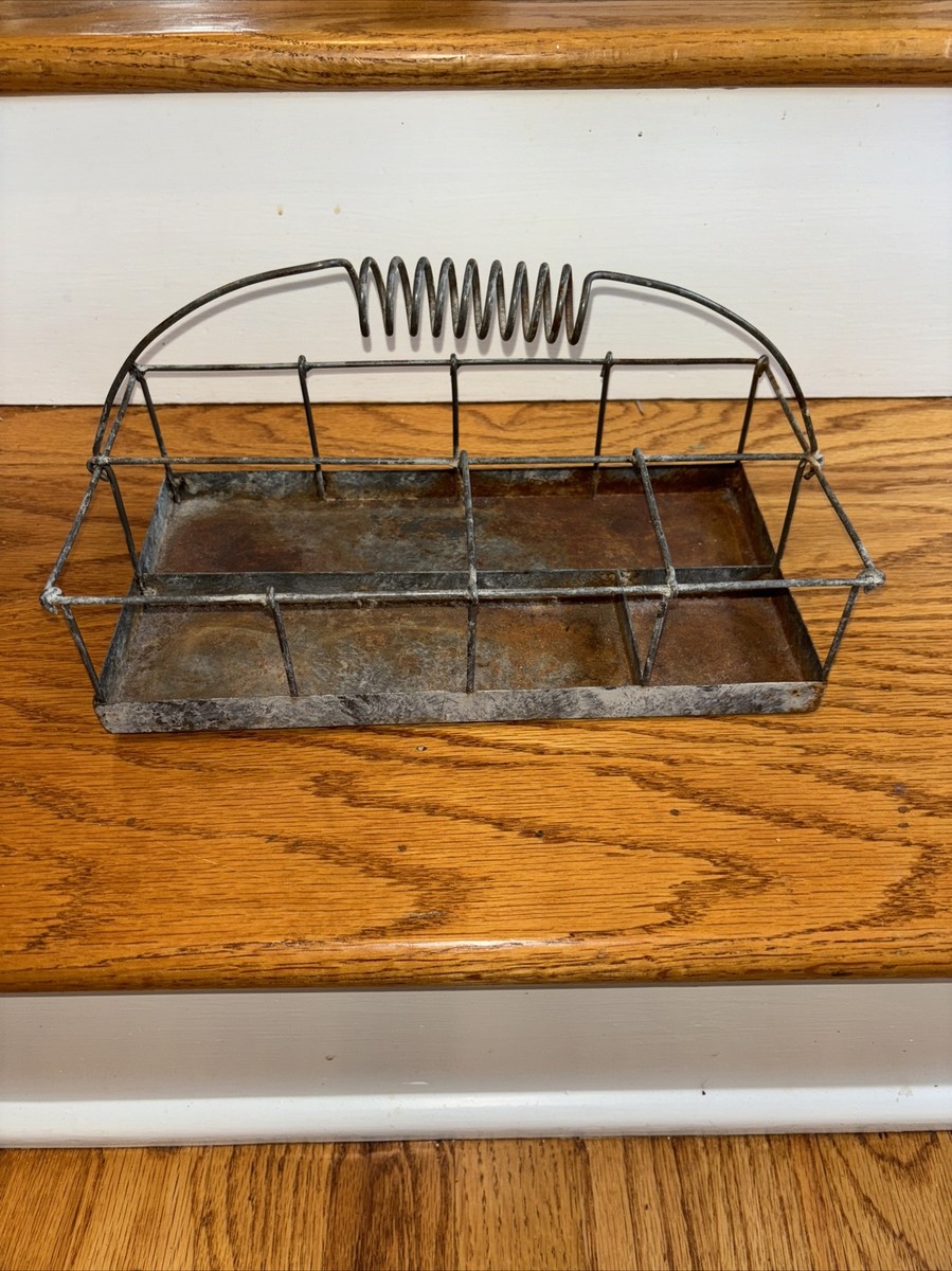 Vintage Style Metal Milk Bottle Holder Organizer 11.5” X 6.5” | eBay