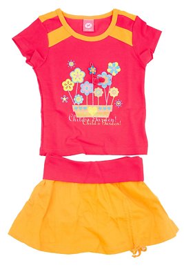 Hering Children Kid Girl's Cotton T-Shirt and Skirt Clothing Set Style 59PZ