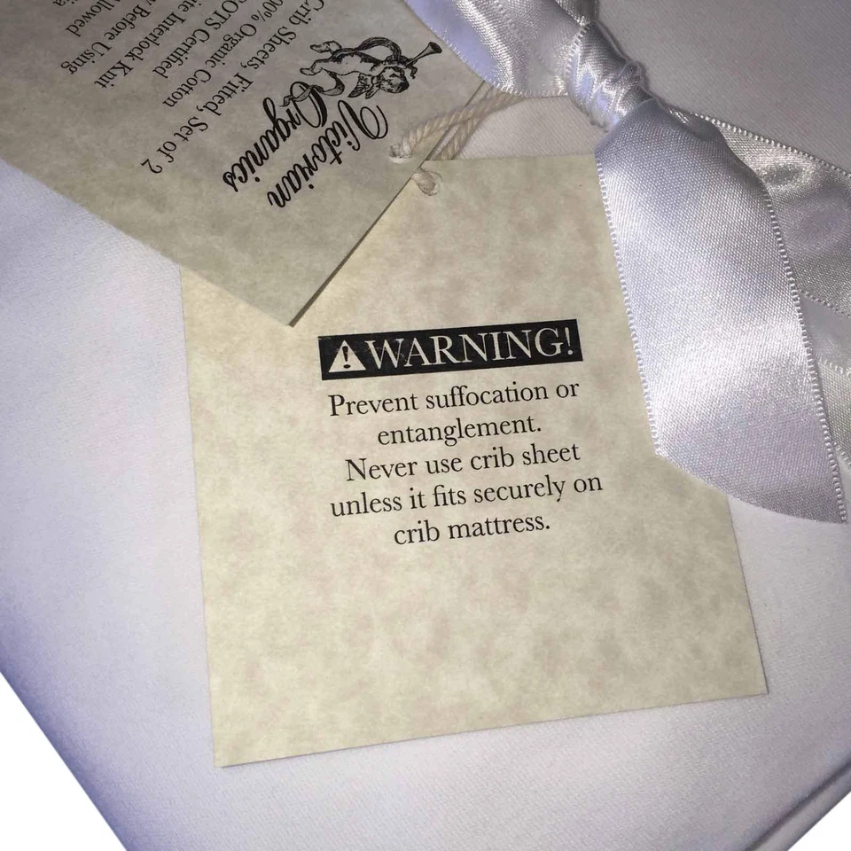 Juego de 2 sábanas ajustables para cuna de algodón orgánico suave ropa de cama para bebé blanco liso Foto 4 de 4