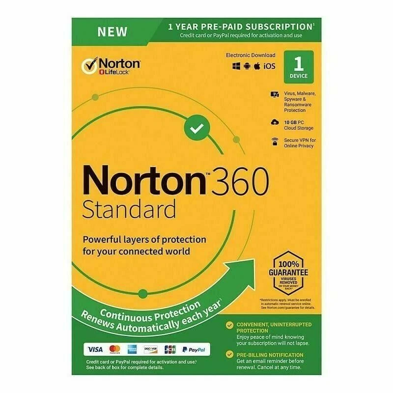 Norton 360 Standard Internet Security PREMIUM 1 2 3 5 Devices Window MAC 2026