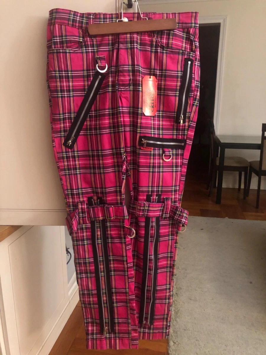 TRIPP NYC pink plaid bondage style pants size 34