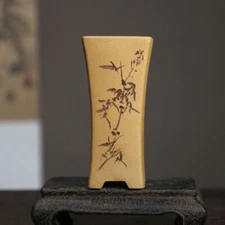 4.7" Purple Sand Pot Hexagonal Hexagon Slope Clay Handmade Basin