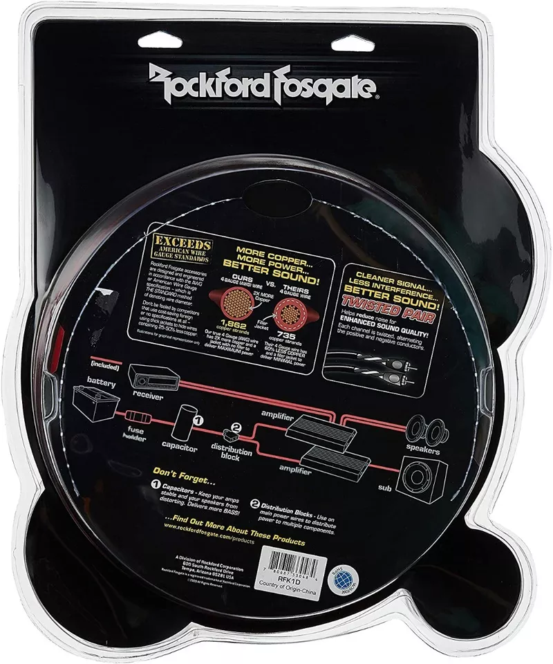 Rockford Fosgate RFK1D Dual Amp Patch Cable 1/0 Gauge Wire Kit w/ Speaker Wire - Image 2 of 2