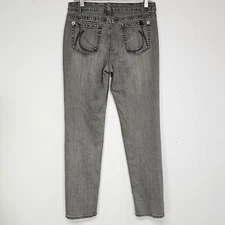 Jeanstar Jeans Grey Midrise Skinny Embroidered Pockets Sz 10 Western Country