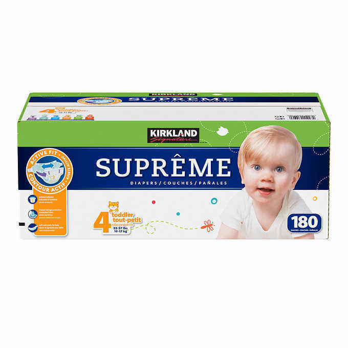 Size 4: 22-37lbs, 198 Count Kirkland Signature Supreme Diapers