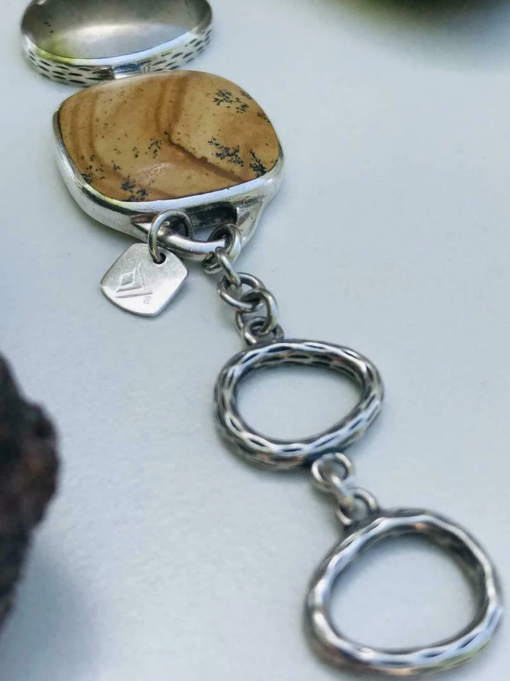 Pulsera SILPADA PLATA ESTERLINA PIRITA TURQUESA BRONCE JASPE PALANCA B1934  Foto 2 de 4