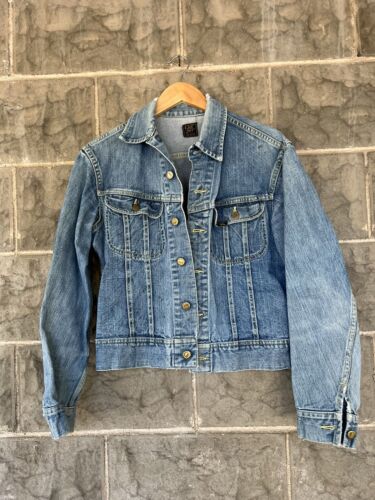 Vintage Lee 101 j sanforized denim jacket 38 regular vtg distressed grunge wes - Picture 1 of 14