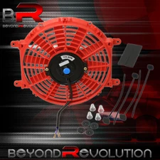 Universal 10" Slim 1730 CFM Performance 12V Electric Red Push Pull Radiator Fan