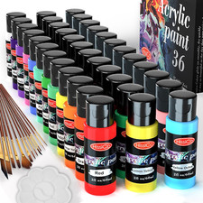 Acrylic Paint Set of 36 Colors 2Fl Oz 60Ml Bottles,Non Toxic 36 Colors Acrylic P