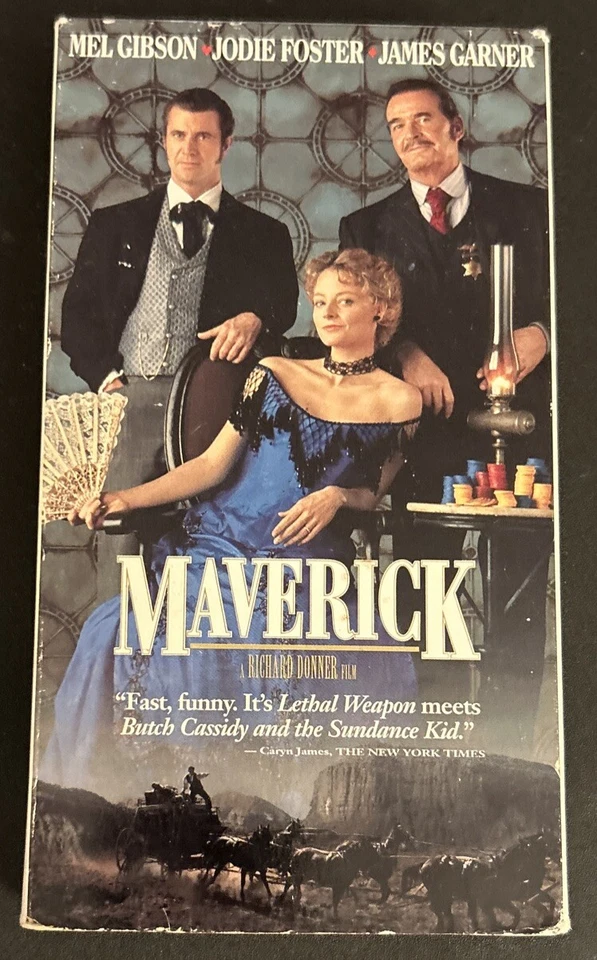 Maverick VHS Tape Movie Mel Gibson Jody Foster James Garner (Warner 1994 Used) Foto 3 de 4