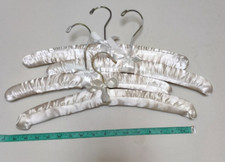  4 Vintage Satin  Cloth Padded Coat Hangers. White