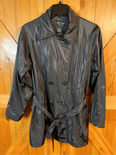 Fuda Black Belted Trench Coat Medium (2499)