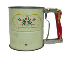 Vintage Androck 3 screens Hand-i-Sift Flour Tulips Wood Handle Made in USA