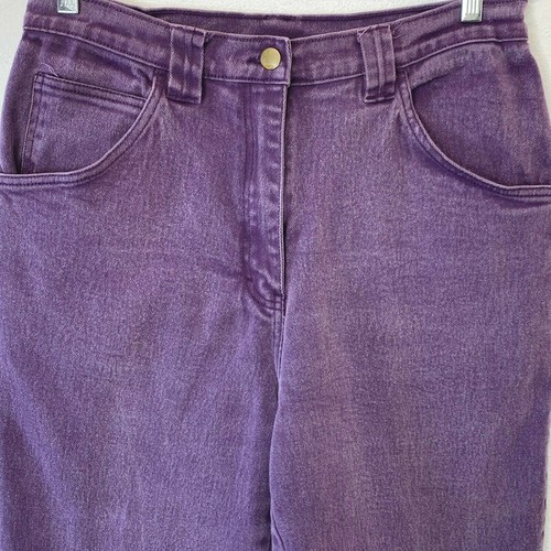Vintage 1980s Bonjour Jeans Purple 32x27 High Waist Tapered Leg H2 31-8633-5 P5 - Picture 2 of 6