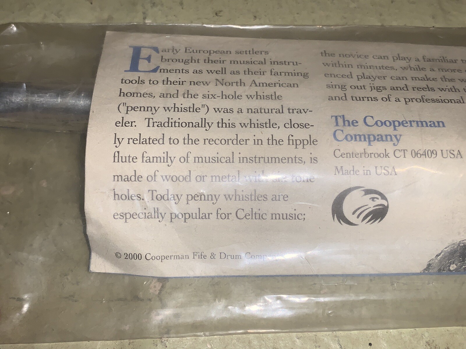 Cooperman Fife & Drum Co. Tin Whistle eBay