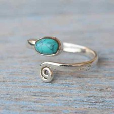 Turquoise 925 Sterling silver Band Meditation Statement Handmade All Size-q-52
