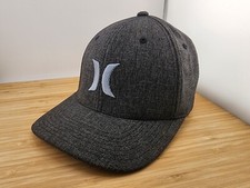 Hurley Fitted Hat, Heather Gray Cap, w/Silver Logo, Flexfit Stretch Size L/XL