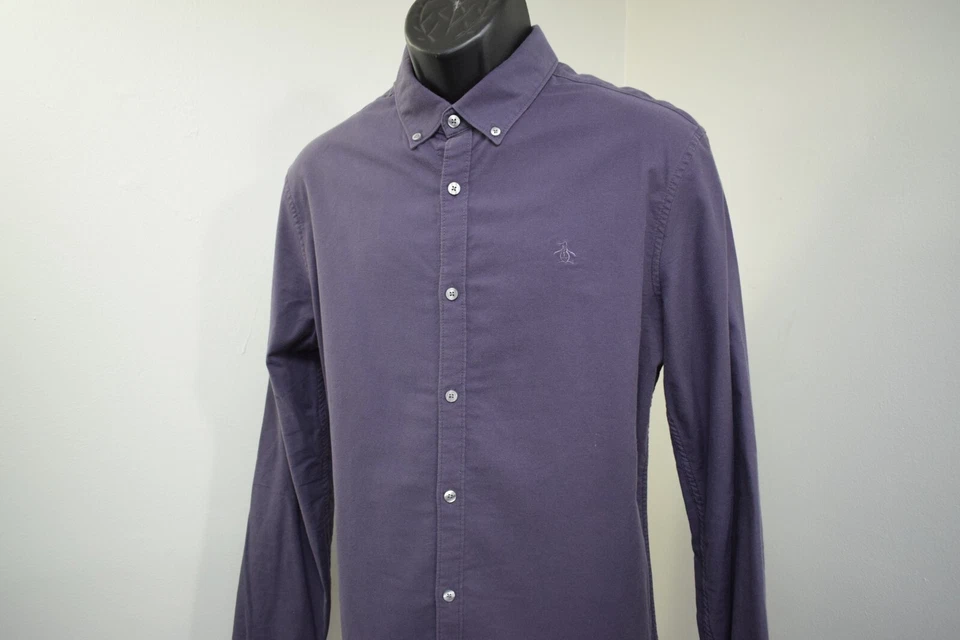 Penguin Dres Shirt Purple Heritage Slim Fit Stretch Long Sleeve Mens Size Large - Image 2 of 4