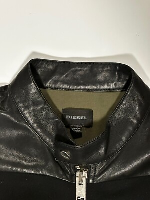 Diesel Men's Black Cotton Lamb Skin Leather Jacket medium RN